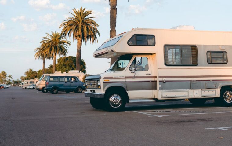 parked white motorhome